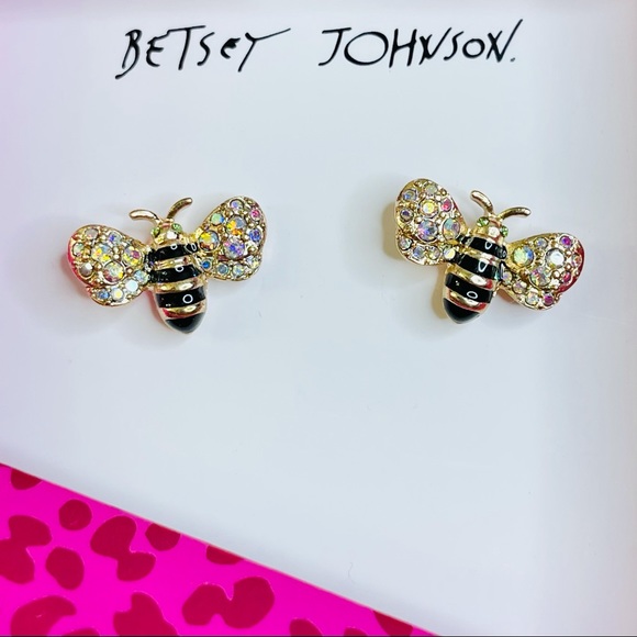 Betsey Johnson Bumble Bee Pave Stud Earrings - Picture 4 of 8